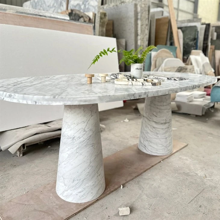 Oval White Marble Table factory